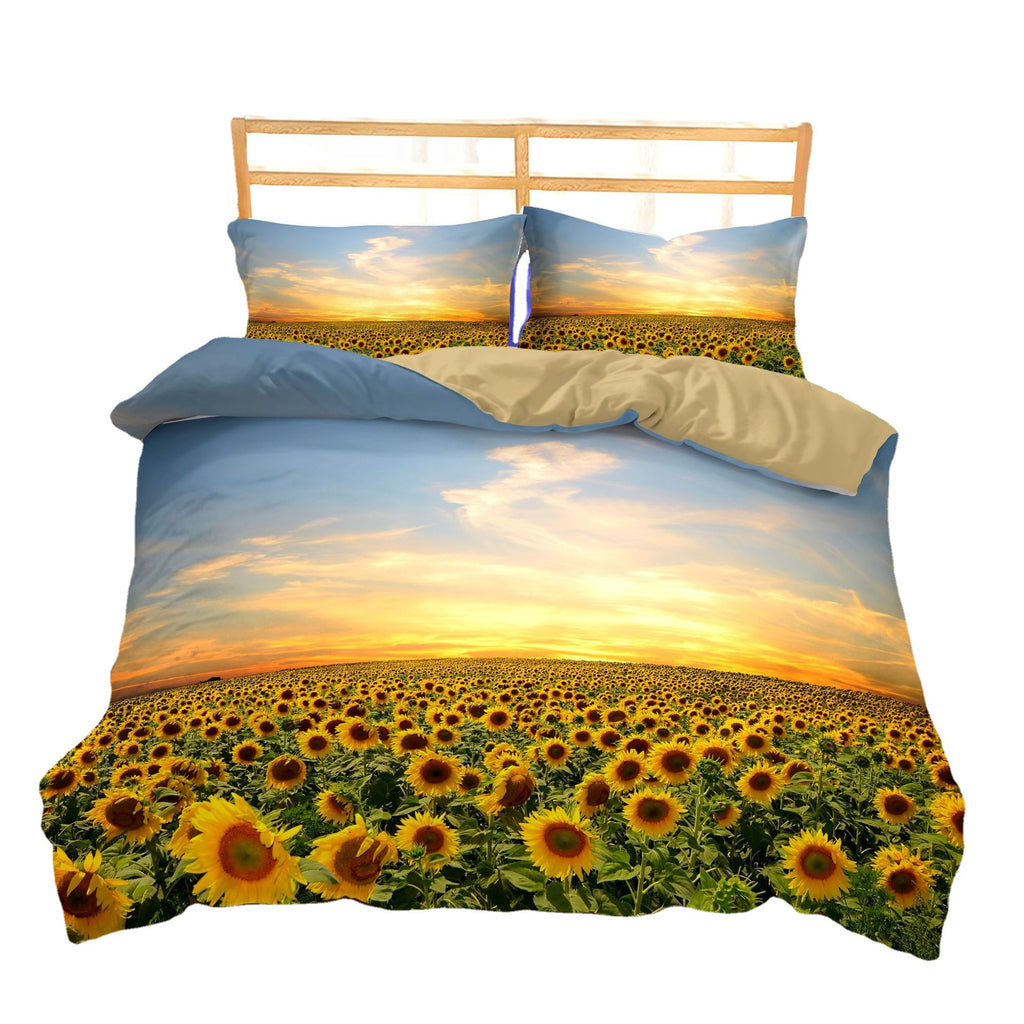 Three-piece Sunflower Quilt Cover Home Textile Bedding