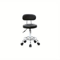 Salon Stool with Back & 360° Swivel, Adjustable Height 18.9", 22.8", Round Padded Cushion Seat, Chrome Base — image 1