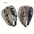 Lace Sequin Flower Headbands for Women 2pcs Wide Non-Slip Boho Retro Embroidered Hair Hoops for Daily Wear Spring Summer Wedd