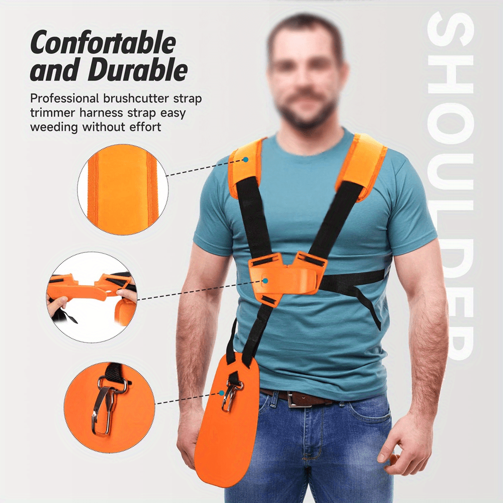 Lawn Mower Shoulder Strap Harness Adjustable Double Shoulder Belt for String Trimmer Brush Cutter Weed Eater Outdoor Garden P