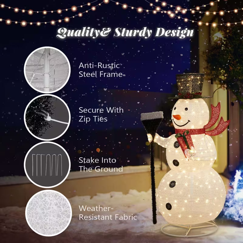 5 ft Illuminated Snowman with Collapsible Design
