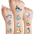Ocean Animals Temporary Tattoo Stickers 12 Sheets 48 Designs Underwater Sea Creatures Cartoon Vibrant Body — image 1