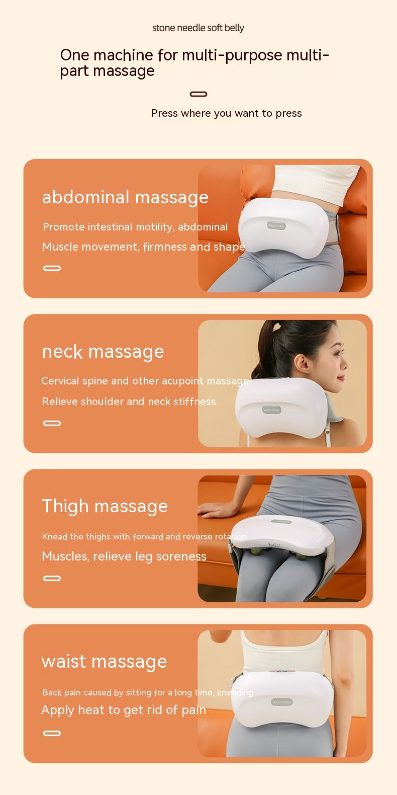 Stone Abdominal Back Waist Neck Massager