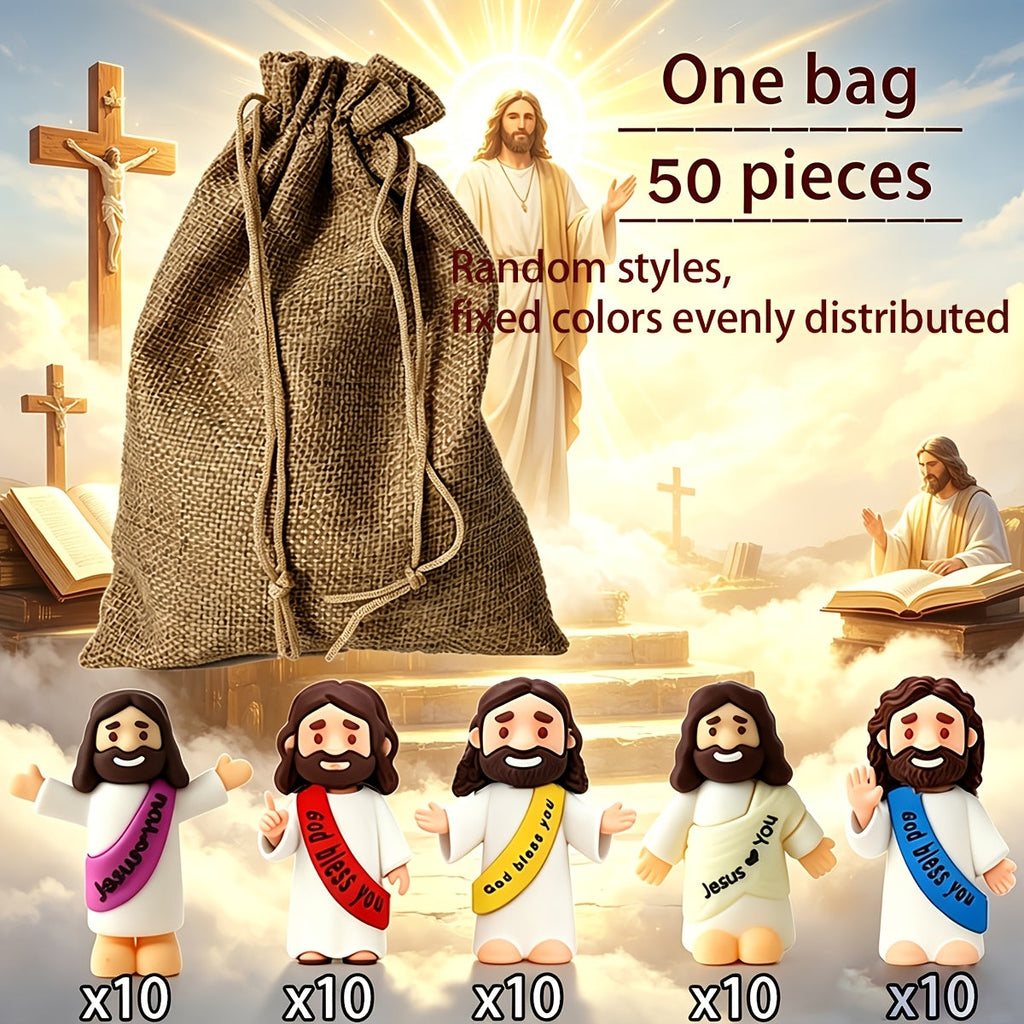 Mini Jesus Figurines for Halloween Trunk-or-Treat 50/100/150pcs – Colorful Bulk Religious Statues 5 Colors — image 12