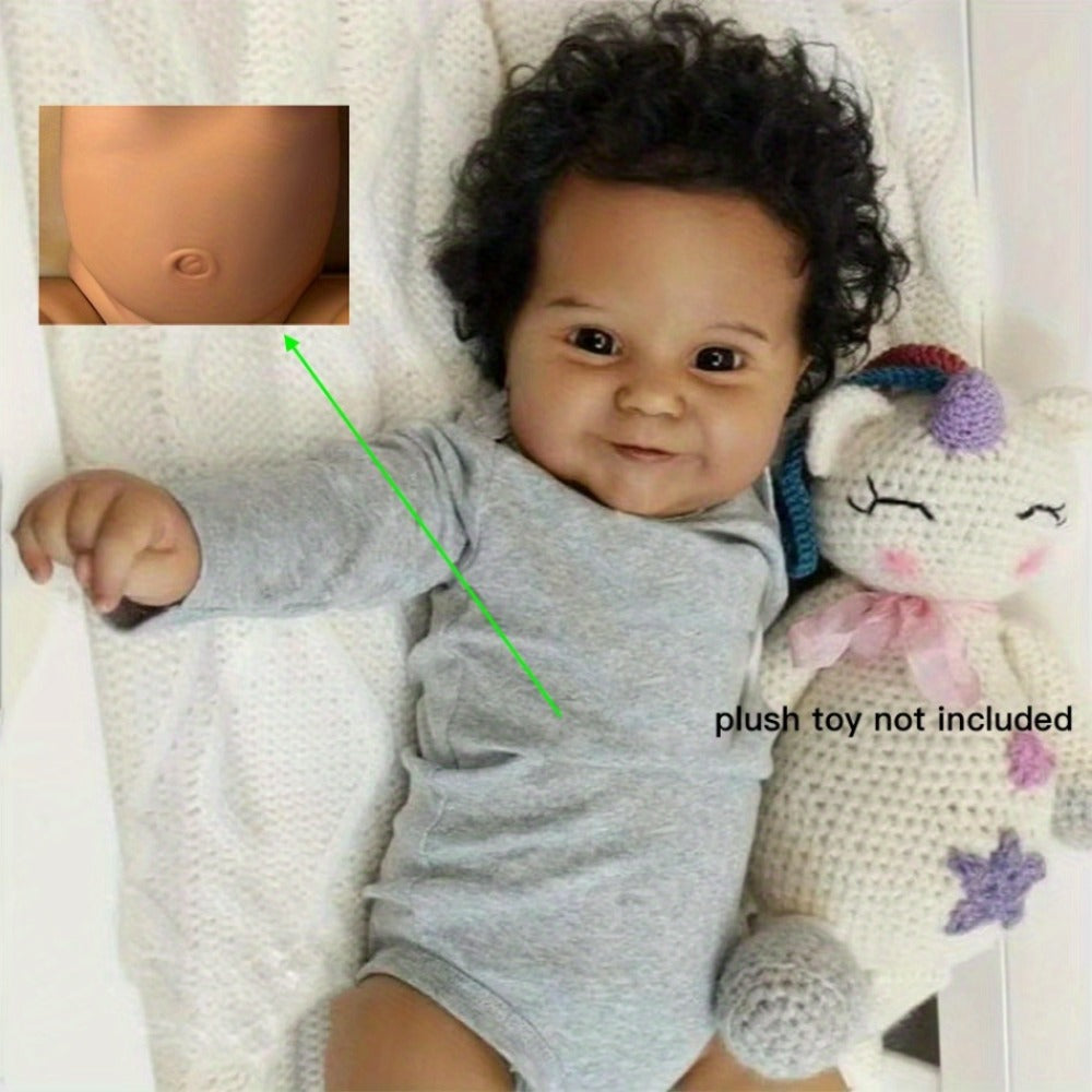 Reborn Doll Maddie 20-Inch Full Soft Vinyl Figure with Hand-Rooted Dark Hair, Acrylic Eyes and Accessory Set — image 2