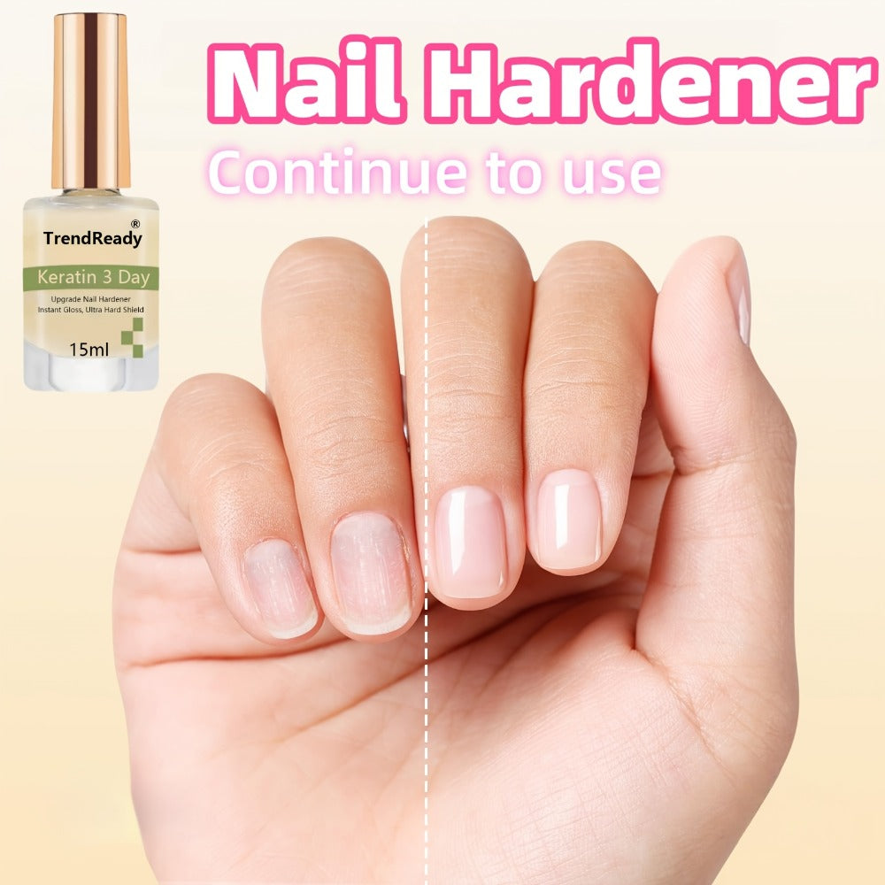 Nail Hardener 2 Bottles Extra Strong & Jelly Nude – Keratin Ridge Filler Base Coat for Weak Damaged Brittle Nails — image 8