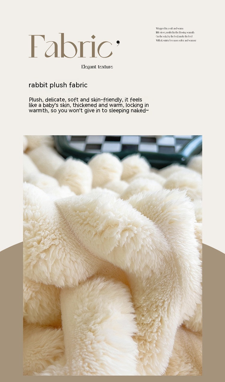 Soft Wind Bubble Velvet Blanket Warm Solid Rabbit Fur Blankets Double-sided Thickening Cover Throw Warm Fur Blanket