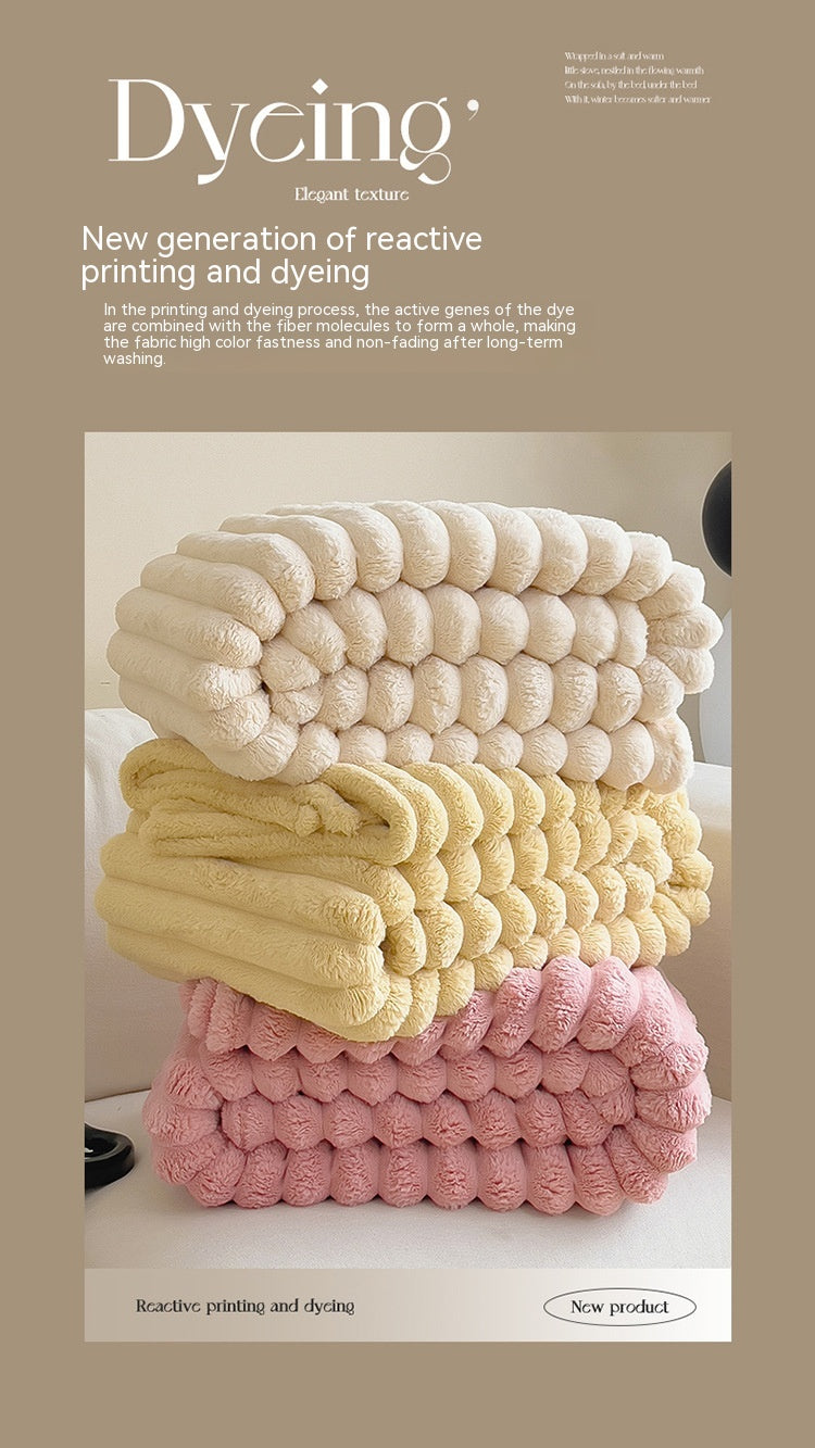 Soft Wind Bubble Velvet Blanket Warm Solid Rabbit Fur Blankets Double-sided Thickening Cover Throw Warm Fur Blanket