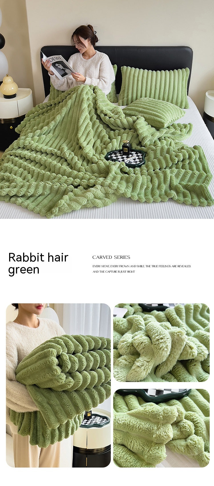 Soft Wind Bubble Velvet Blanket Warm Solid Rabbit Fur Blankets Double-sided Thickening Cover Throw Warm Fur Blanket