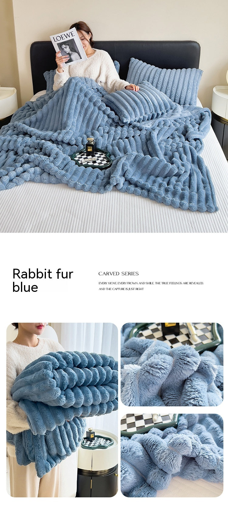 Soft Wind Bubble Velvet Blanket Warm Solid Rabbit Fur Blankets Double-sided Thickening Cover Throw Warm Fur Blanket