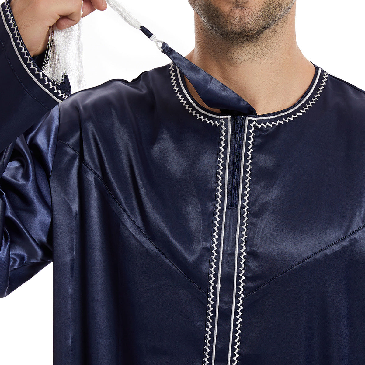 Ethnic Stitching Contrast Color Men's Robe