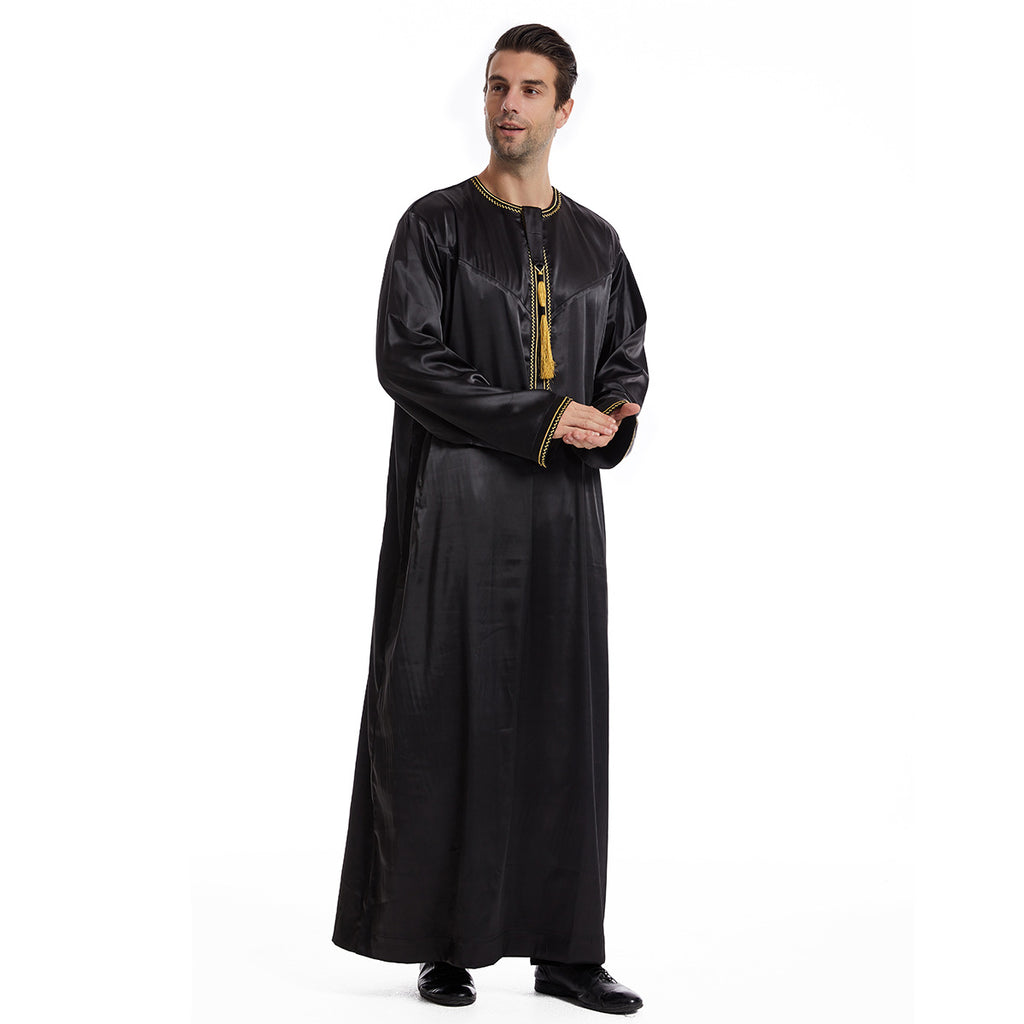 Ethnic Stitching Contrast Color Men's Robe