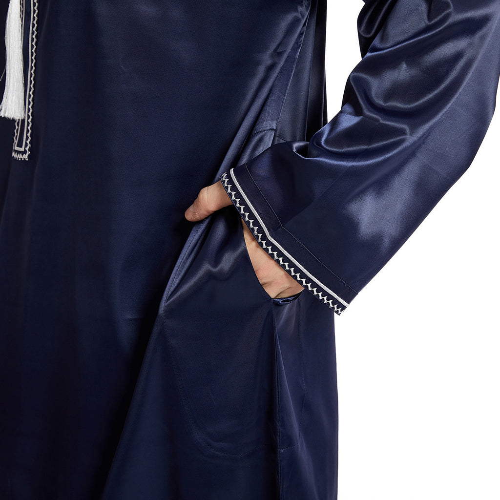 Ethnic Stitching Contrast Color Men's Robe
