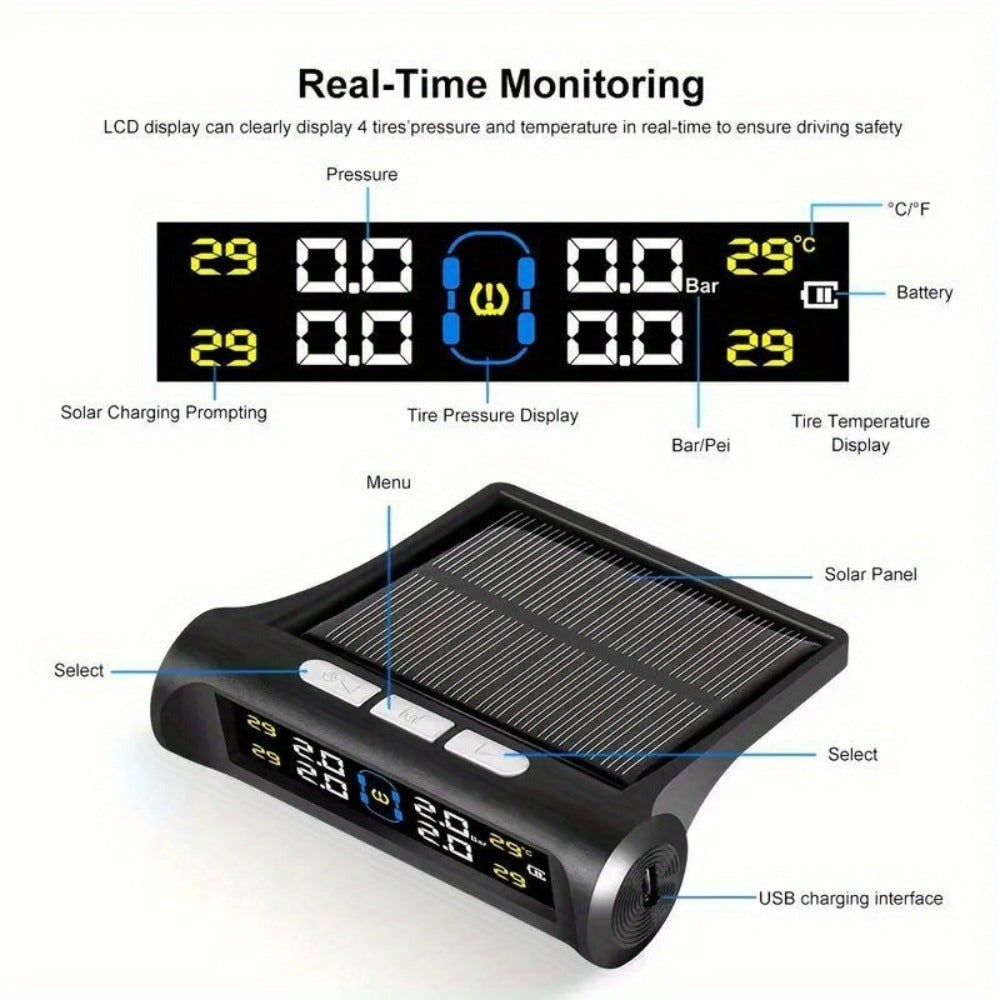 Tire Pressure Monitoring System with 5 Alarm Modes and Color Display — image 5
