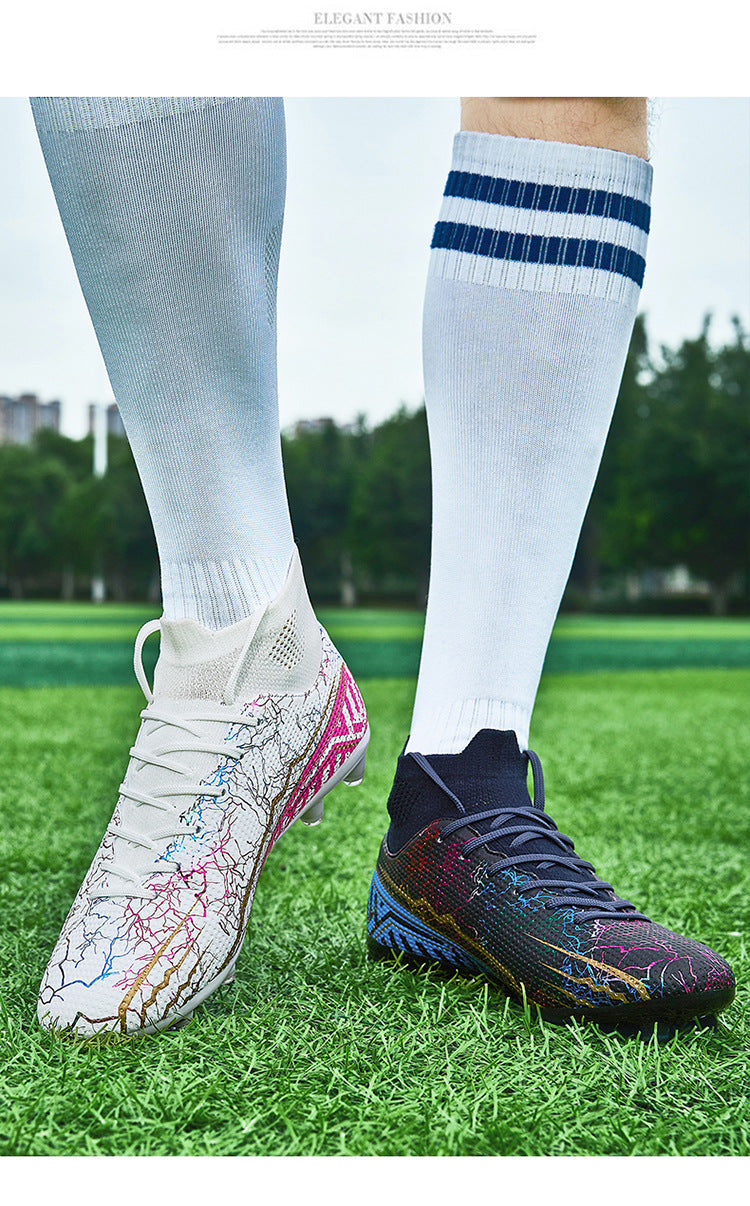 High-top Youth Spike Turf Soccer Shoes