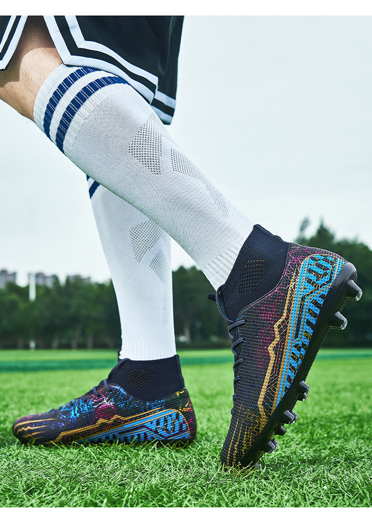 High-top Youth Spike Turf Soccer Shoes