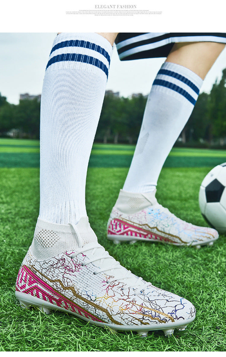 High-top Youth Spike Turf Soccer Shoes