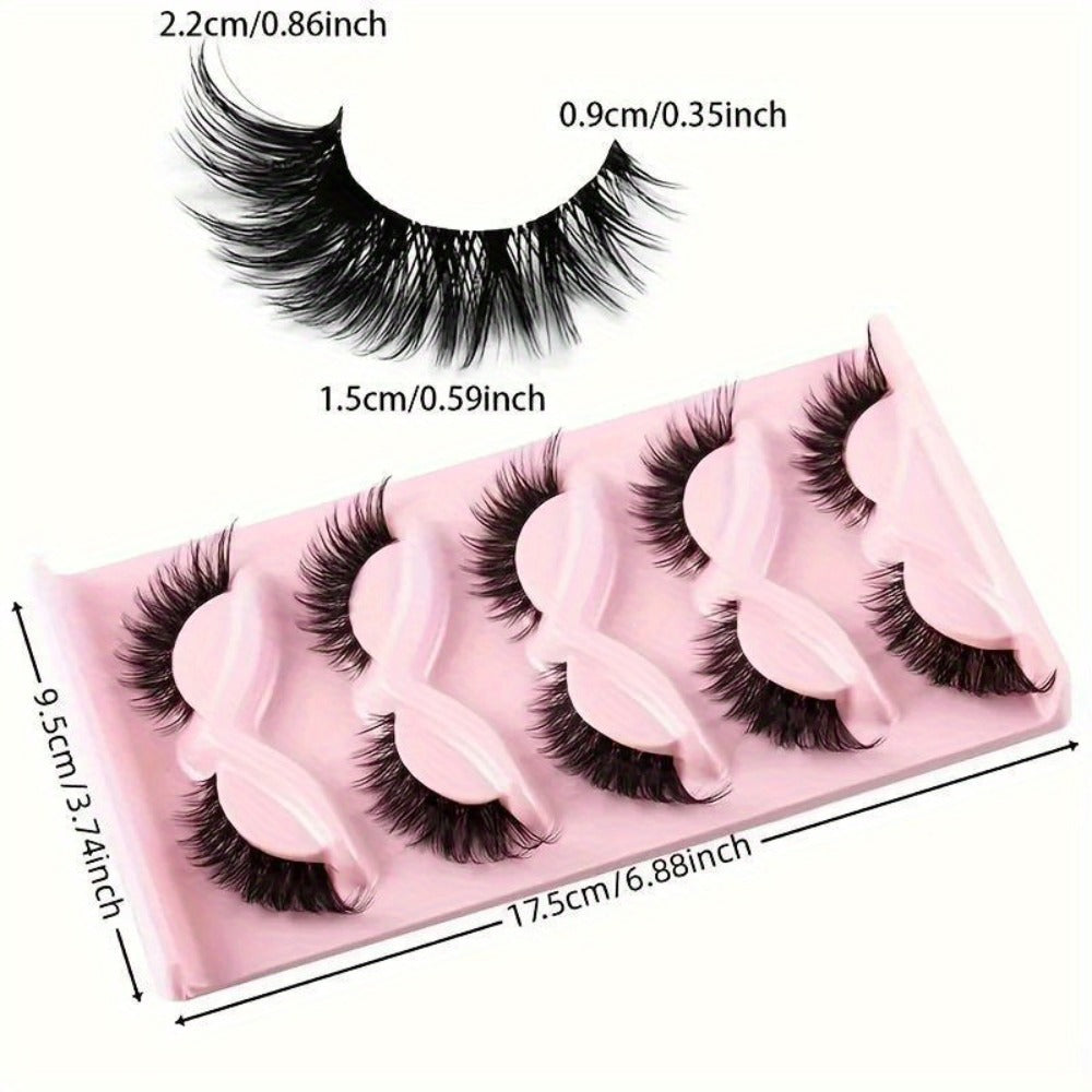 15 Pairs Cat Eye Strip Lashes – Natural Long Manga Wispy False Eyelashes with Winged Tips, 3 Boxes Elongated Dramatic Eye Loo