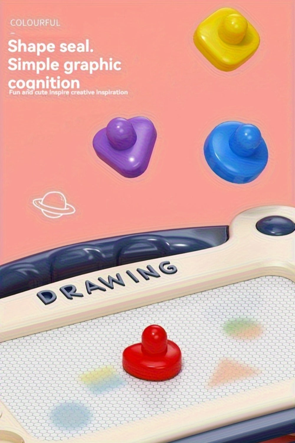 Kids Magnetic Drawing Board with Four Shape Stamps, Slide Eraser, Folding Legs and Blue, Green or Pink Options — image 9