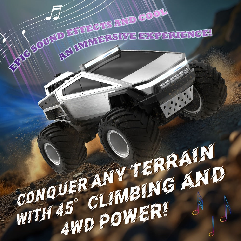 1:12 Scale RC Monster Truck 4WD, Remote Control Cybertruck & Pickup Truck with LED Lights & Sound Effects — image 8