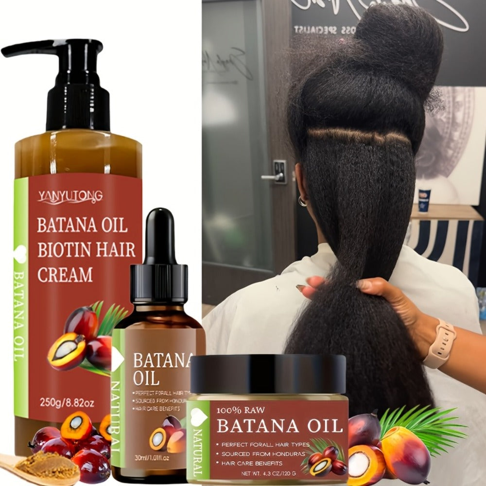 Batana Oil Set 3-Piece from Honduras - Dr. Sebi Cold Pressed Unrefined Batana Oil with Hair Mask & Essence — image 2