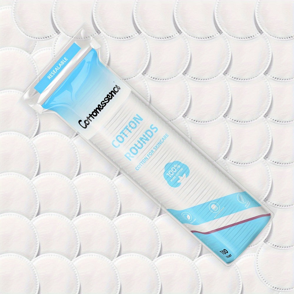 Makeup Remover Pads 600 Count Soft Hypoallergenic Lint-Free Cotton Rounds 360 Locking Edge Unscented Absorbent Disposable Fac