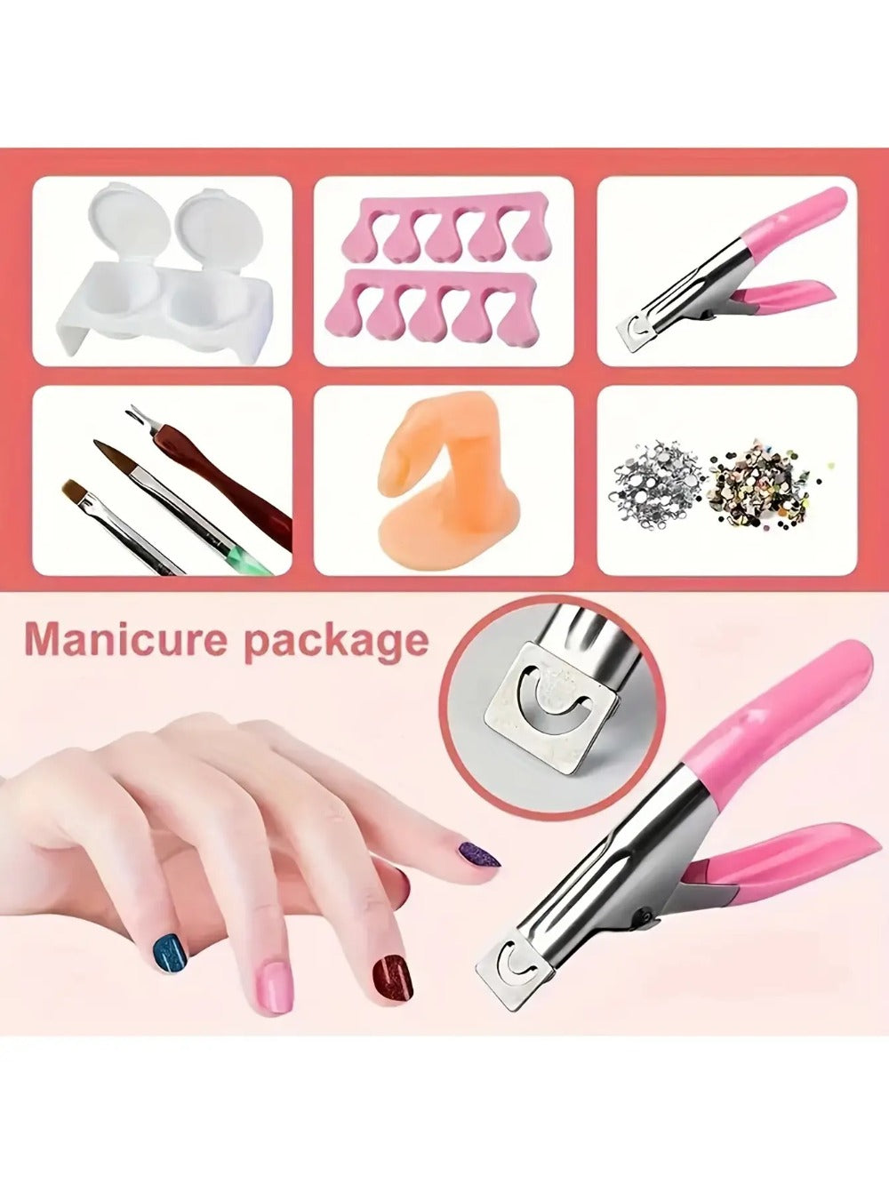 Acrylic Nail Kit 23-in-1 Complete Set with 12 Glitter Colors White & Pink Powder – DIY Nail Extension System No Glue No Liqui