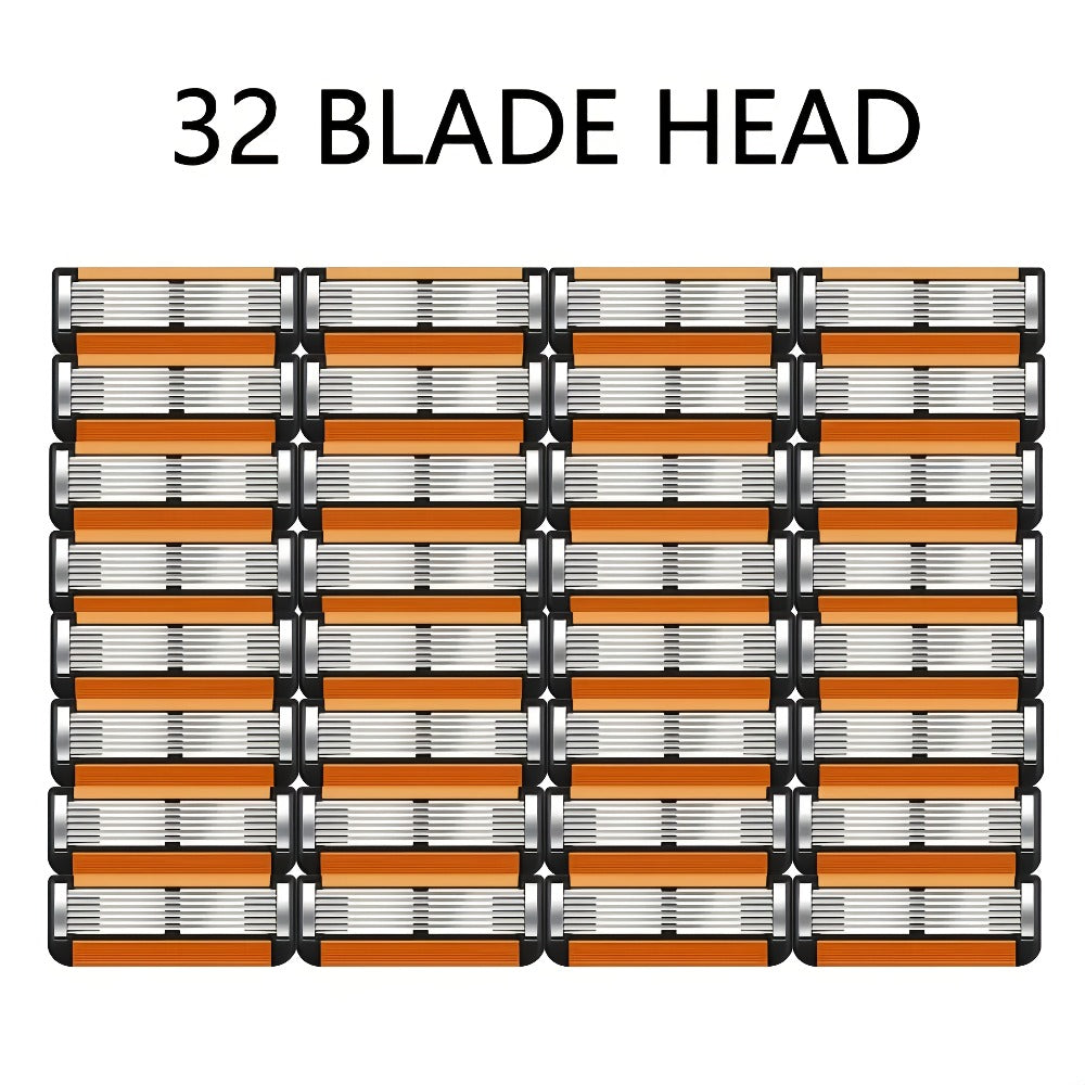 Fusion 5 Compatible Razor Blade Refills 6-Layer Stainless Steel with Free Handle – Men's Replacement Shaving Cartridges for B