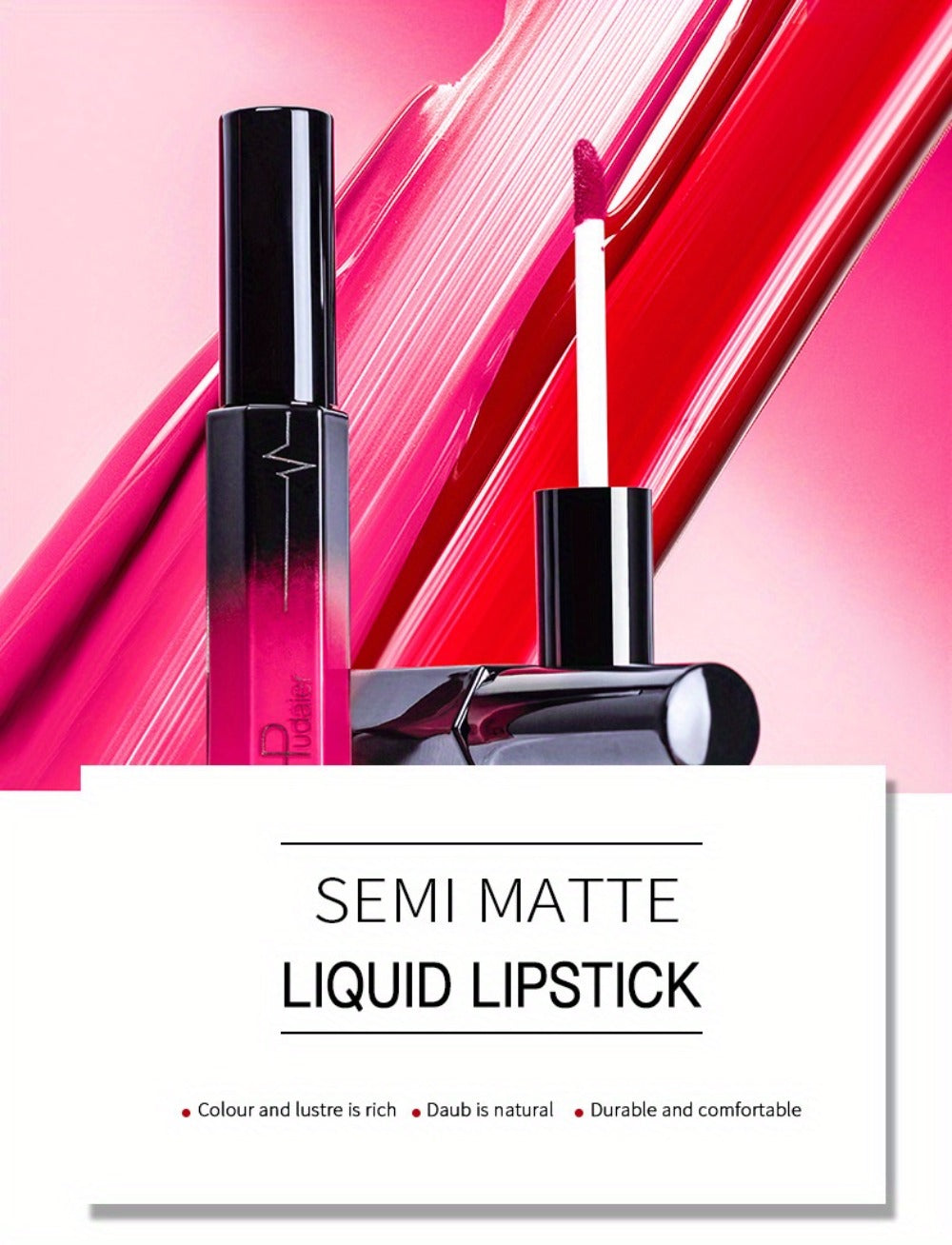 Semi-Matte Liquid Lip Color in Six Numbered Shades with 9.3cm Gradient Tube and Wand Applicator — image 16