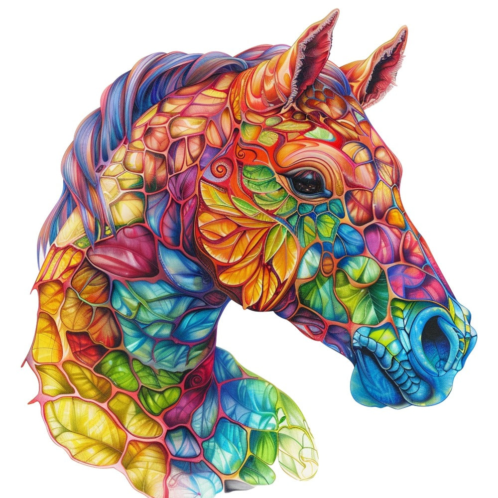 Colorful Horse Wooden Jigsaw Puzzle with Irregular Pieces and S, M and L Size Options from 4.92 to 11.02 Inches — image 10