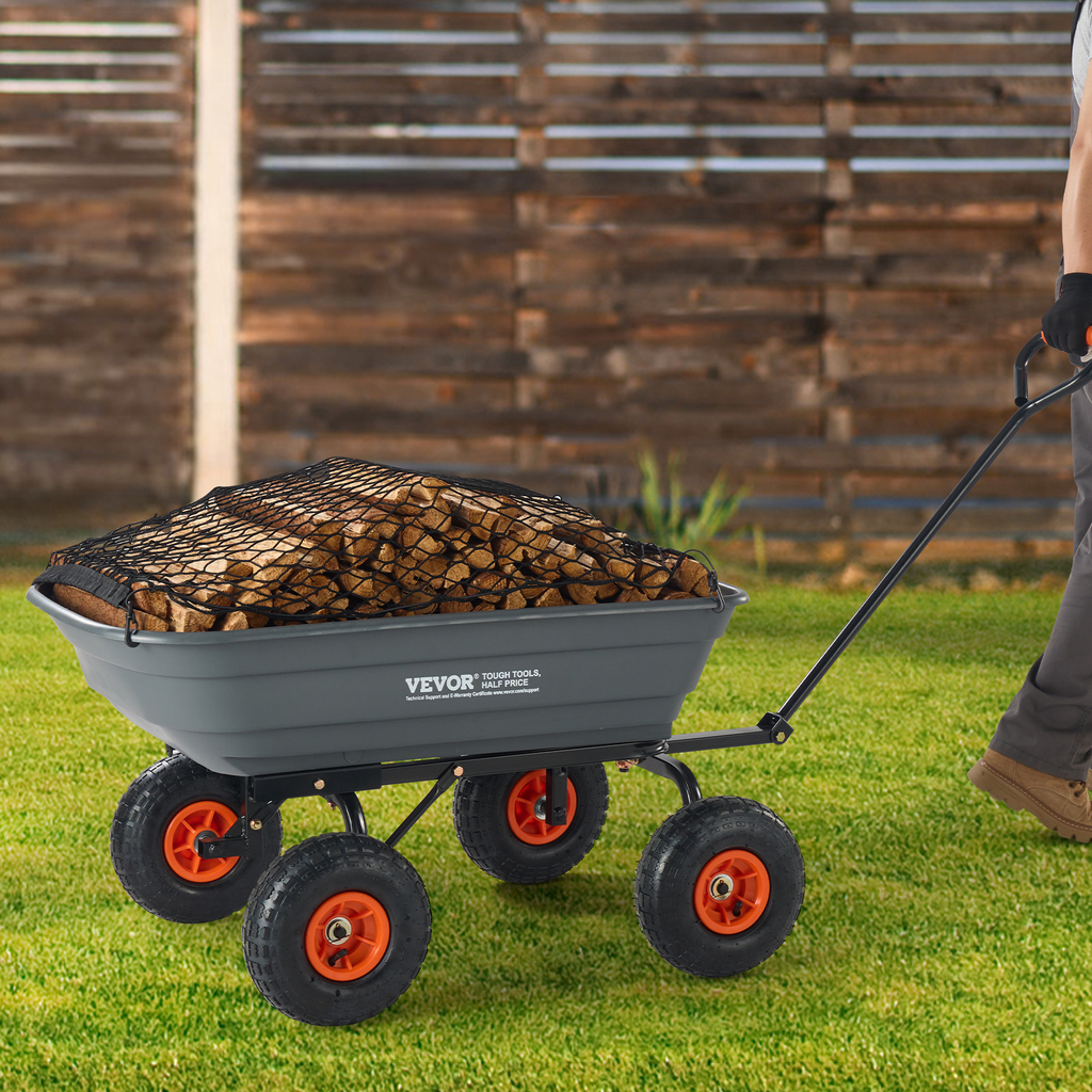 Garden Dump Cart Convertible Flatbed Utility Wheelbarrow with 2-in-1 Handle, Removable Side Panels — image 13
