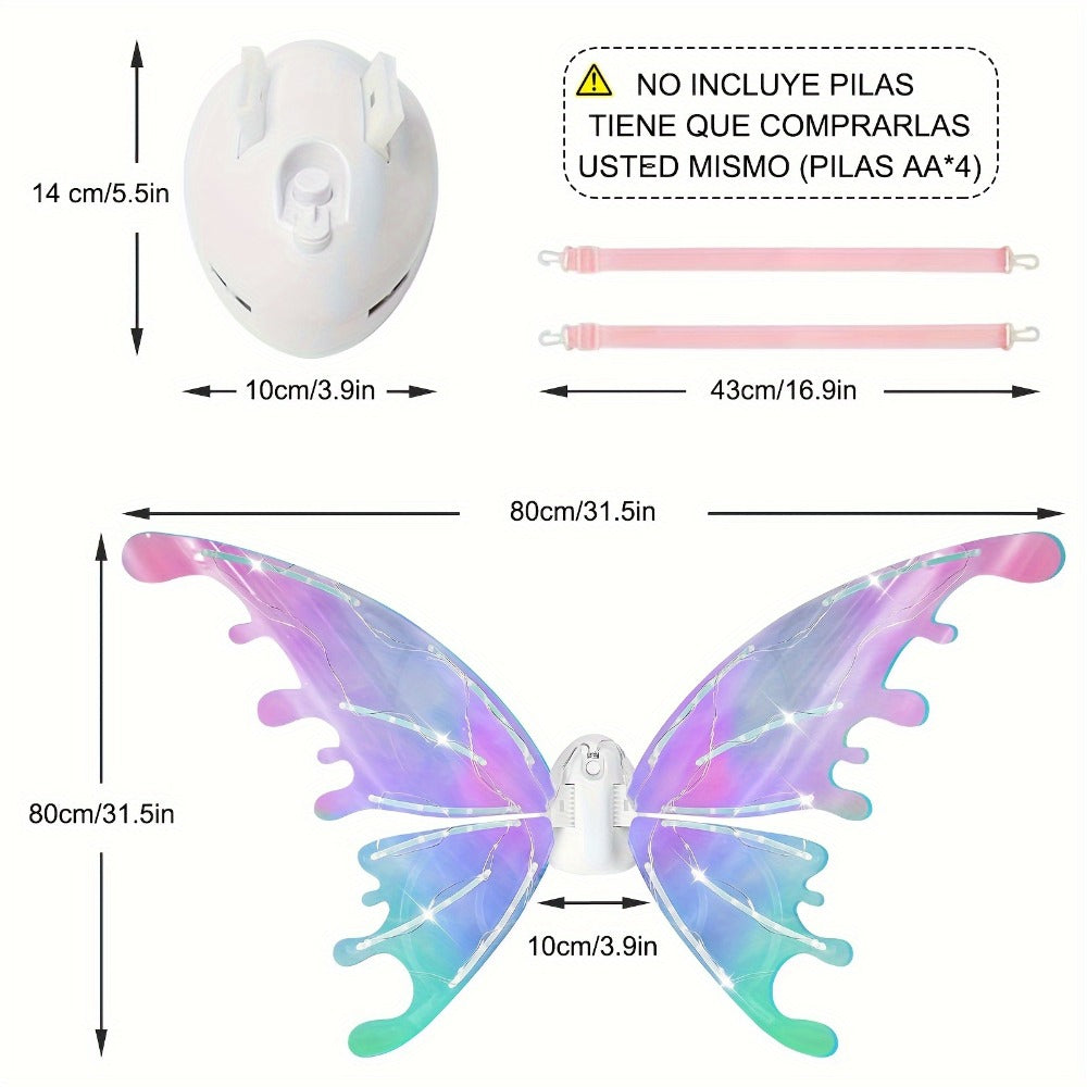 LED Fairy Wings USB Rechargeable Light Up Butterfly Wings for Girls with the Listed Color, Size or Set Options for Everyday U