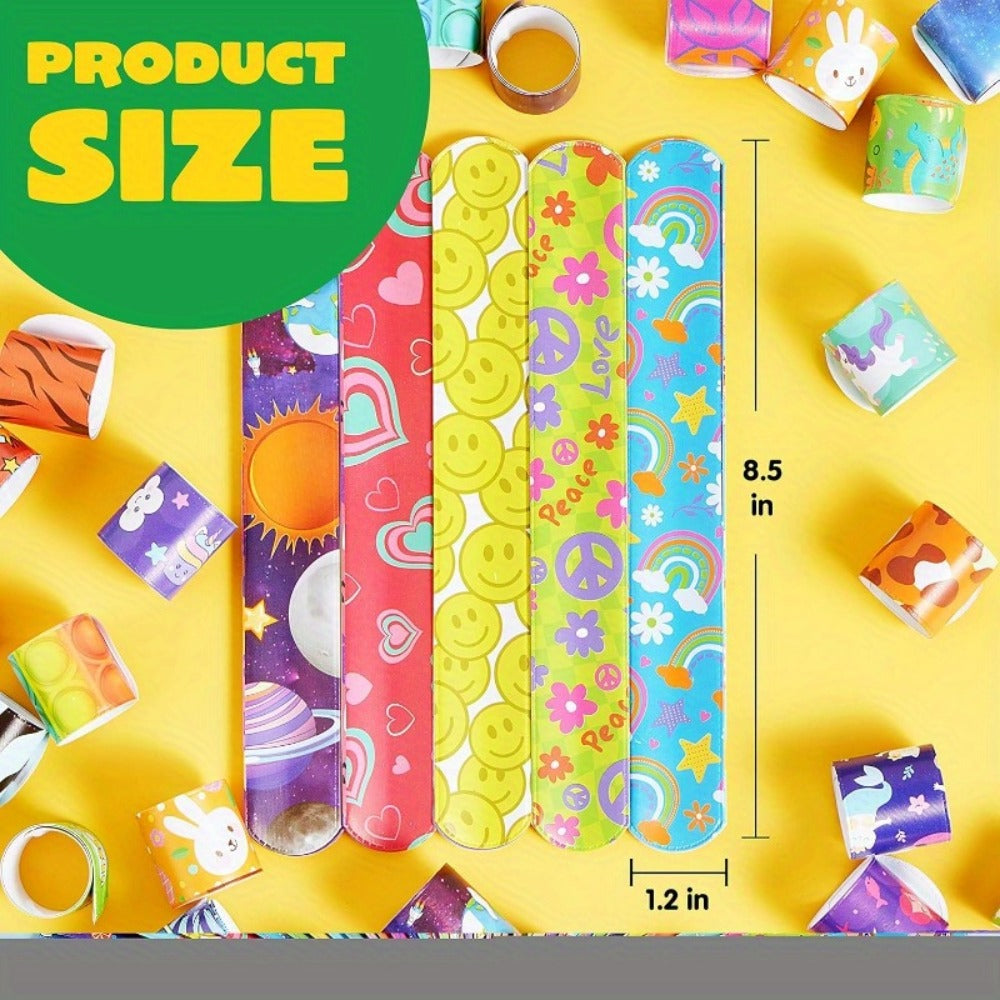 288 Pcs Slap Bracelets Party Favors Bulk Set, 36 Colorful Designs for Kids, Classroom Prizes, Goodie Bags — image 3
