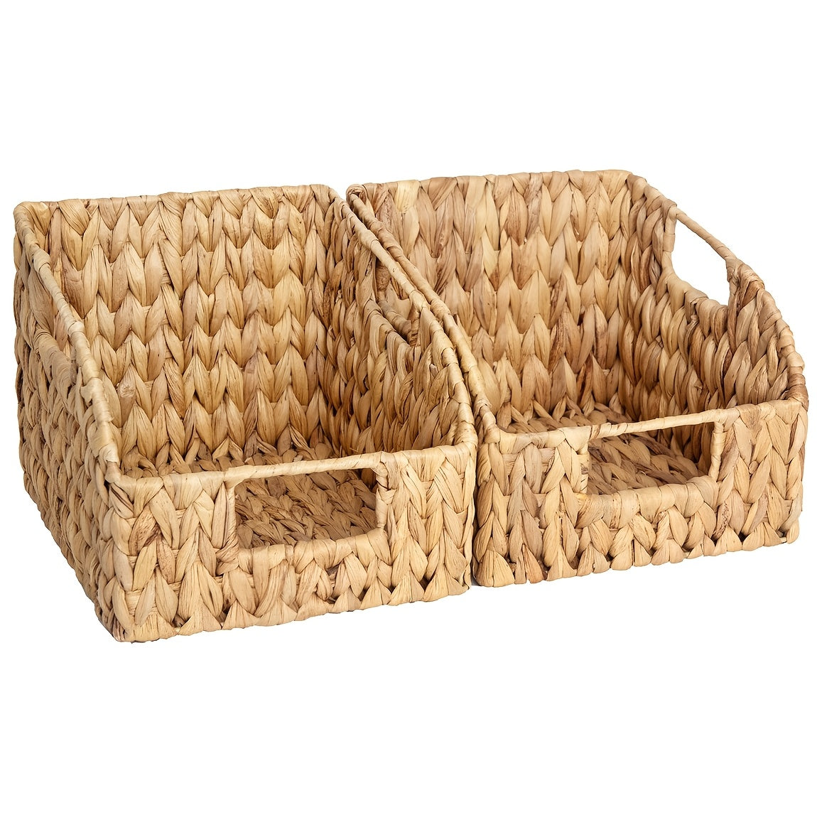 Storage Baskets, Seagrass and Water Hyacinth with Built-In Handles in Six Style Options with Material, Size and Pack Options 