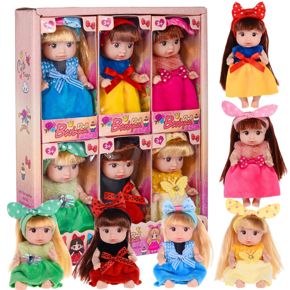 Mini Fashion Dolls 6 Pack 4 Inch Collectible Doll Set with Stylable Hair Rotatable Limbs & Cute Outfits — image 1