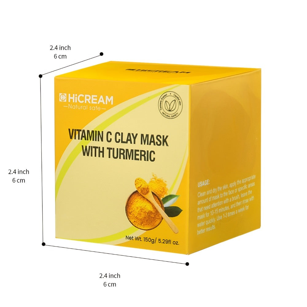 Face Mask, HICREAM Turmeric Vitamin C Kaolin Clay Formula in Jar Packaging for Rinse-Off Facial Use — image 4