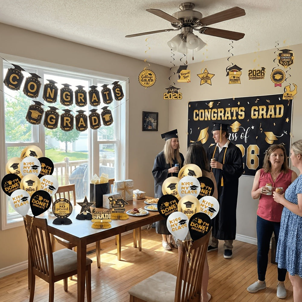 Class of 2026 Graduation Decoration Set with Letter Banner, Hanging Pieces and Six Color Options — image 6