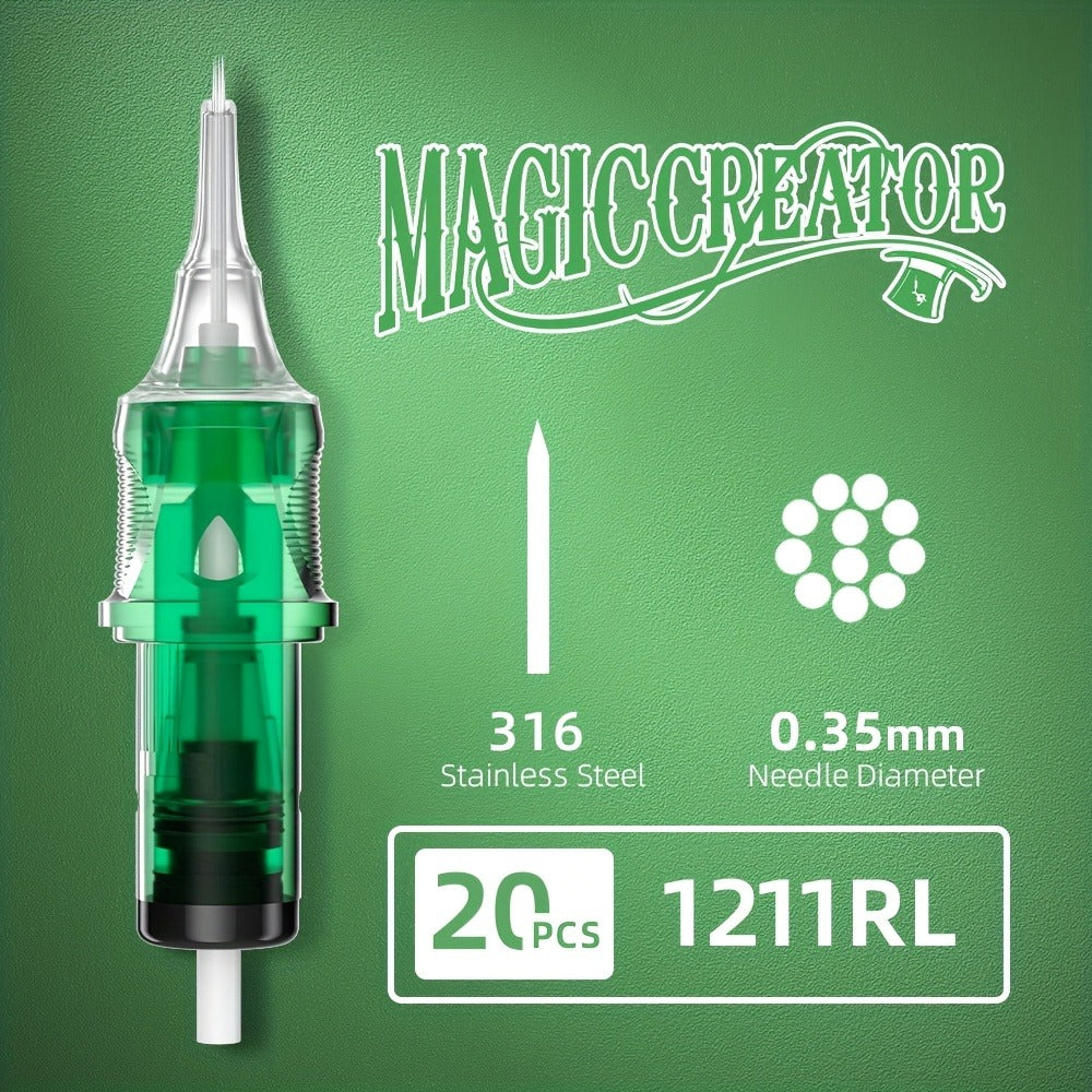 Tattoo Cartridge Needles with MAGICCREATOR Label, 20-Piece Box with 25 RL RS CM M1 Options — image 13