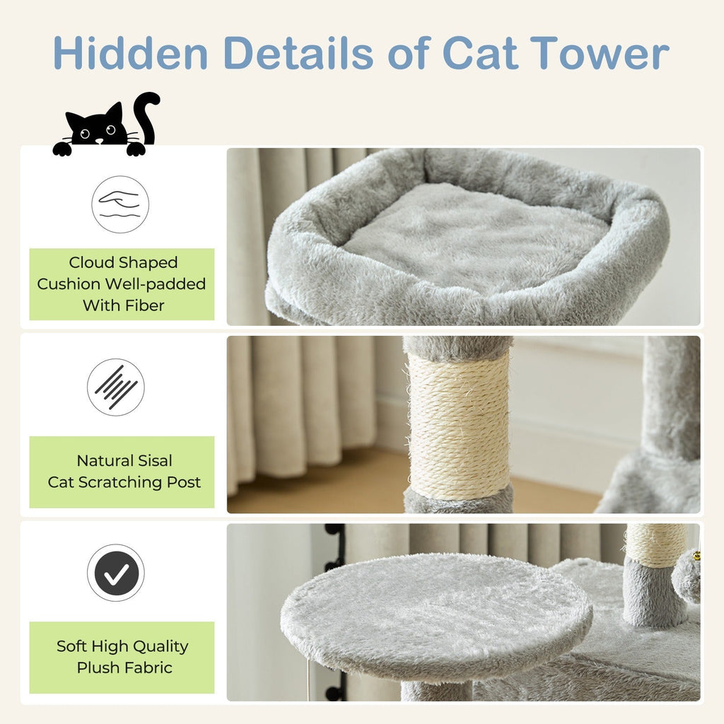 Multi-Level 44in Cat Tower with Enclosed Condo, Hammock, Round Platforms and Sisal-Wrapped Posts — image 18