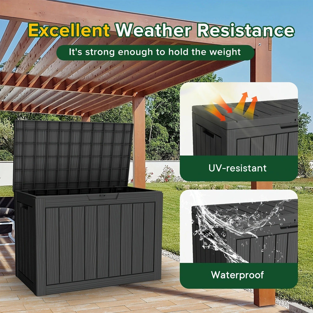 Outdoor Resin-Style Deck Box in 35- or 45-Gallon Sizes with Lockable Lid, Side Handles and Two Colors — image 17