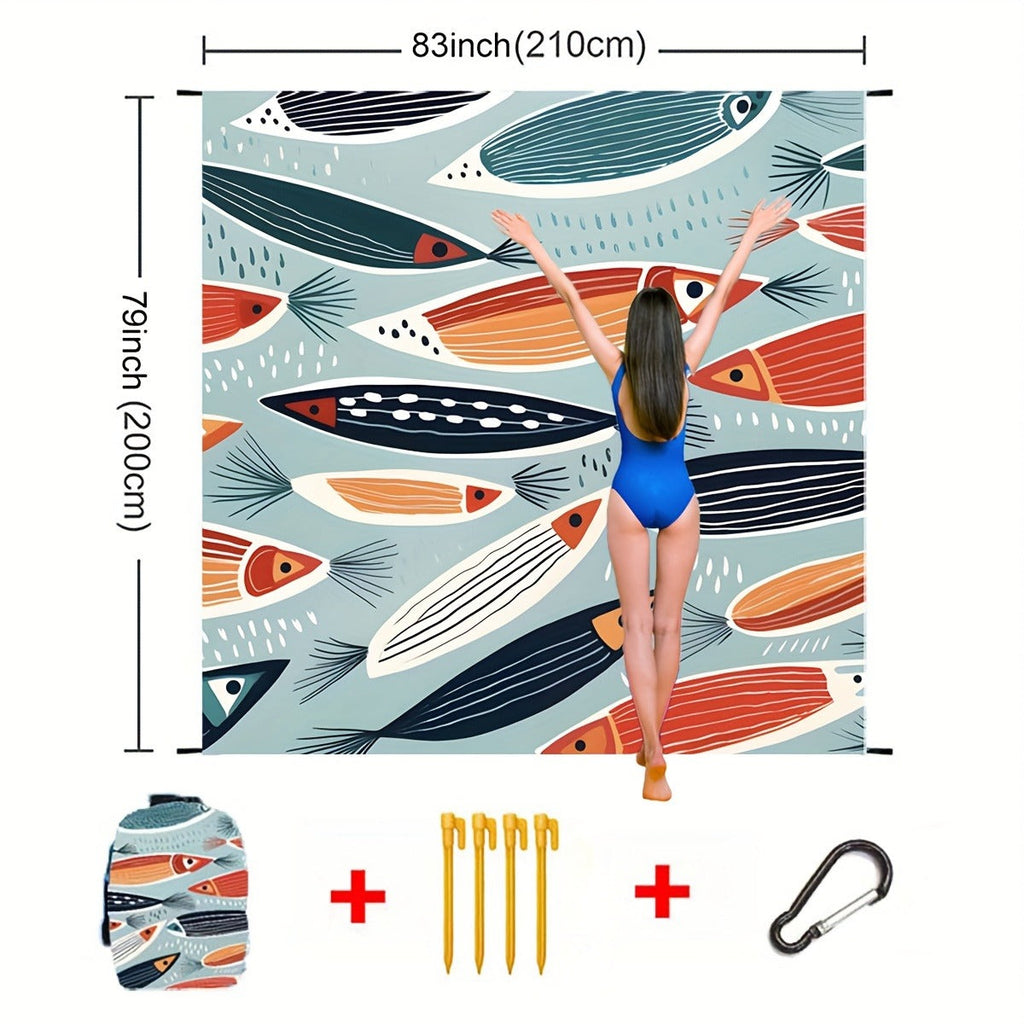Printed Beach Mat with 19 Exact Size-and-Pattern Options, 198 x 205cm to 275 x 305cm with Stakes and Pouch — image 20