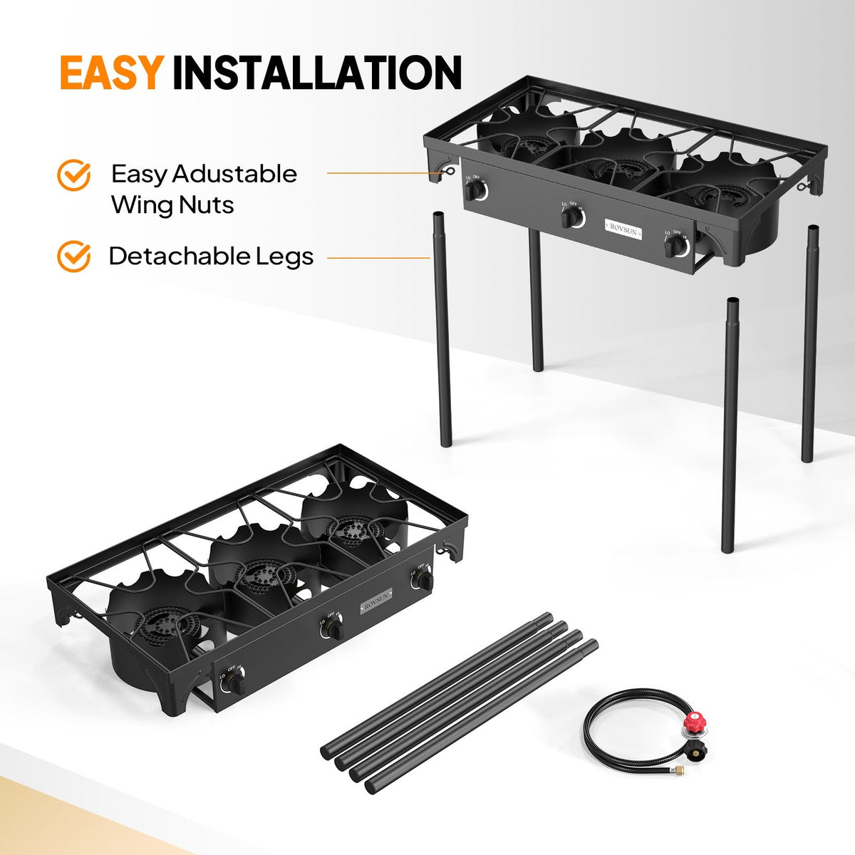 Outdoor Propane Burner Stove Cast Iron High Pressure Gas Cooker with Detachable Stand Legs — image 19
