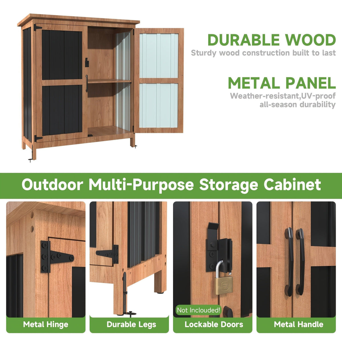 Metal Outdoor Storage Cabinets with Shelf-Equipped Tall or Low Models and 3 x 2 x 4.6 Ft Shed Option — image 16
