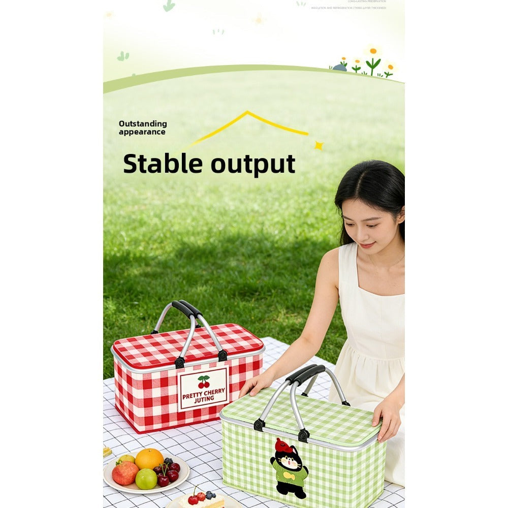 Insulated Picnic Box with Aluminum Frame – Collapsible Thermal Camping Storage Basket for Outdoor Picnic, BBQ — image 21
