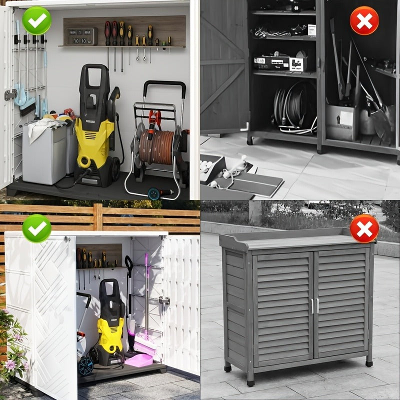 Outdoor Storage Cabinet with Doors & Metal Shelves, for Garden, Patio and Yard Use, with the Listed Configuration — image 17
