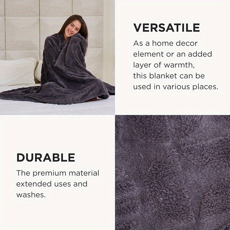 Raised Geometric Throw Blanket in White, Blue or Grey with 40 x 60, 60 x 80 and 80 x 90-Inch Size Options — image 20