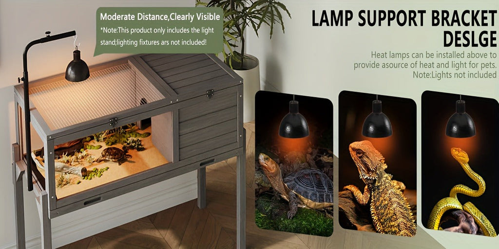 Large Tortoise Habitat Turtle Cage Enclosure with Detachable Legs Removable Roof Ramp Lamp Holder Indoor Outdoor — image 19
