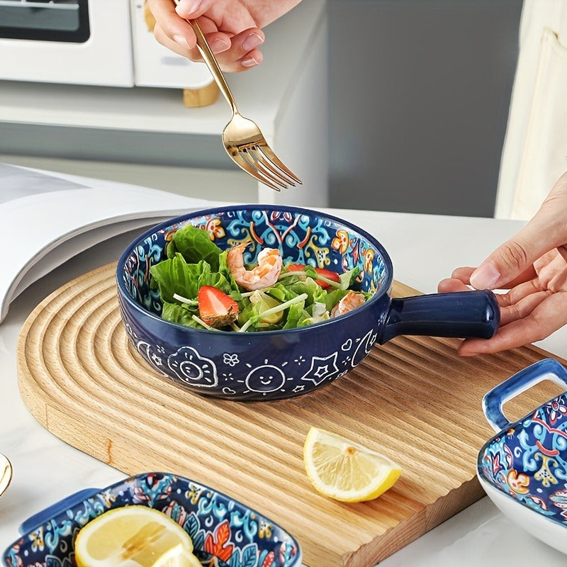Ceramic Bowl Set with Lids 8-Piece Bohemian Soup Noodle Salad Bowls, for Home Cooking, Dining and Outdoor Meals — image 18