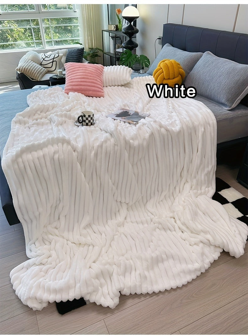 Fleece Blanket Double-Sided 3D Faux Rabbit Fur Throw – Ultra-Soft Thick 300-350g/m² for Home, Office, Travel & Camping — imag
