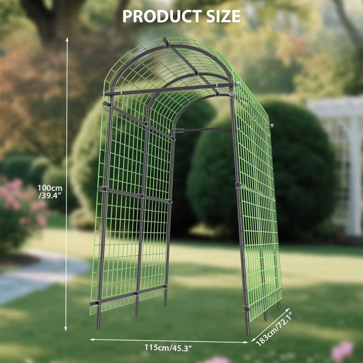 Garden Arch Trellis 7.5ft Tall Metal Climbing Plant Support with Netting for Vegetables Flowers Roses for Garden, Patio and Y